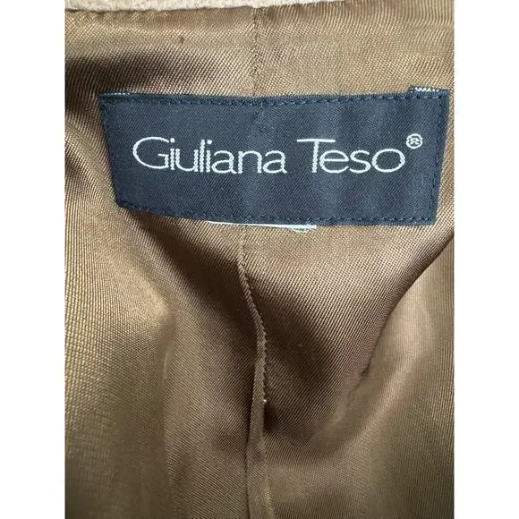 Giuliana Teso Pure Cashmere Coat with Fur Cuffs Italian 40/US Small 4-6